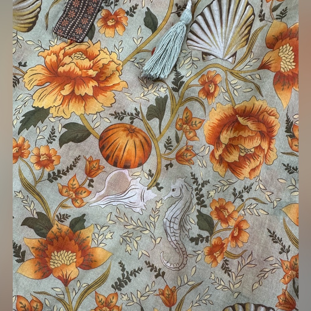 Spell & The Gypsy Seashell Floral Blouse Boho Peasant Autumn Harvest Festival L - Picture 12 of 16